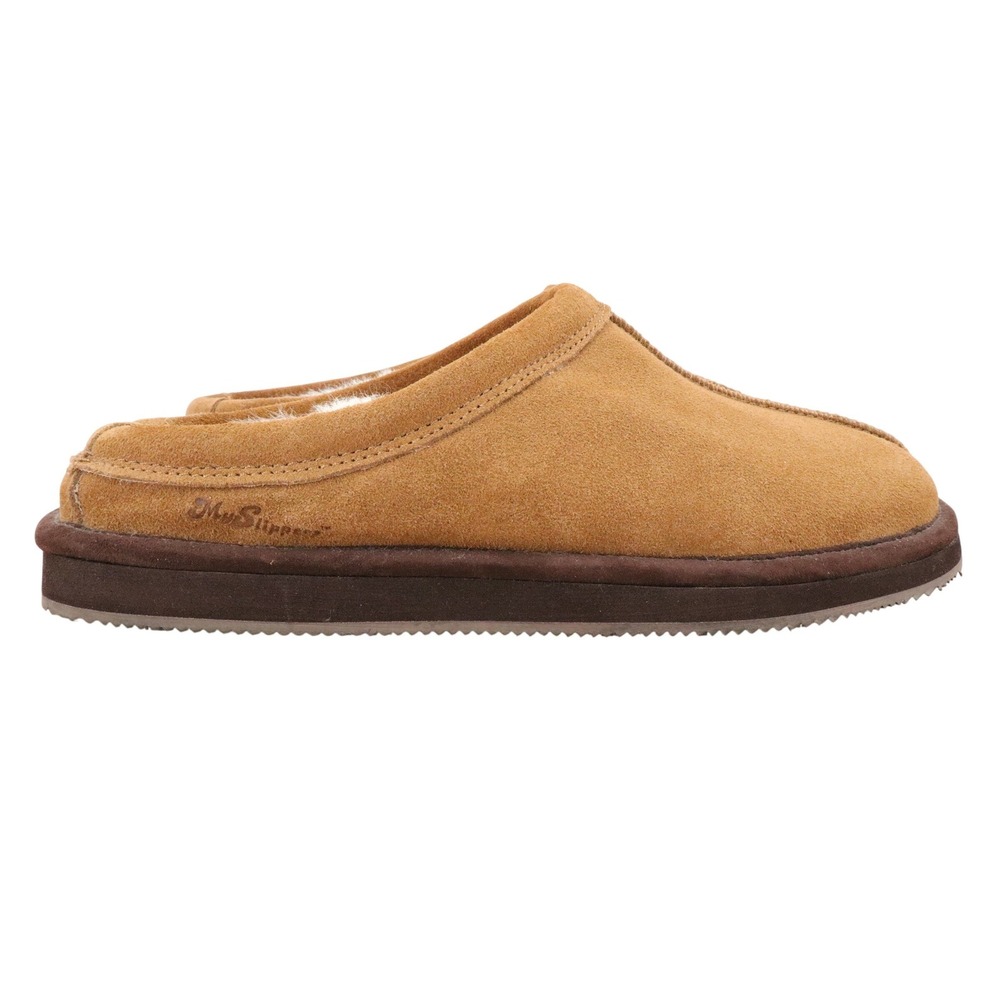 My Slippers Mens Tan Suede Shearling‎ Lined Moccasin Slippers Slip On Shoes